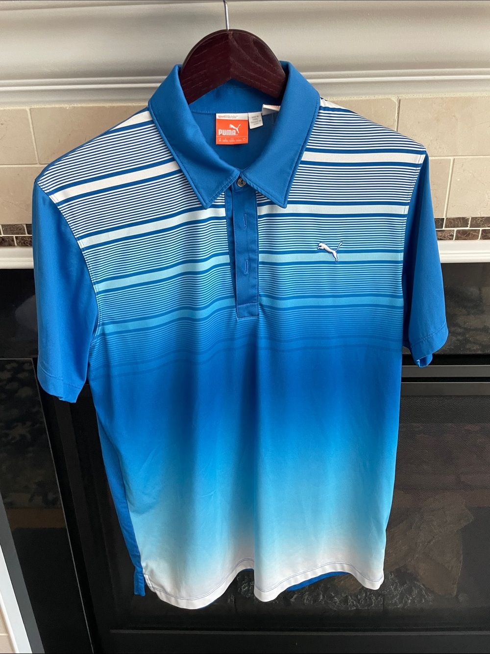Puma Men’s Blue Gradient Stripe Polo